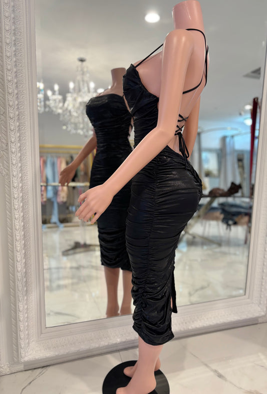 Let's Get Together Midi Dress Black