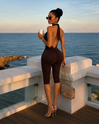 Let The Day Pass Jumpsuit Brown