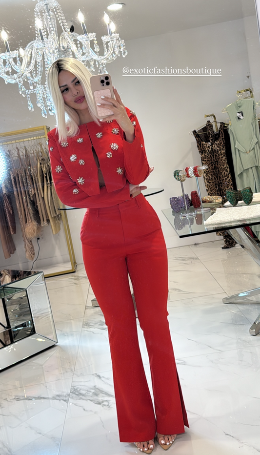 Shall I Start Pant Set Red