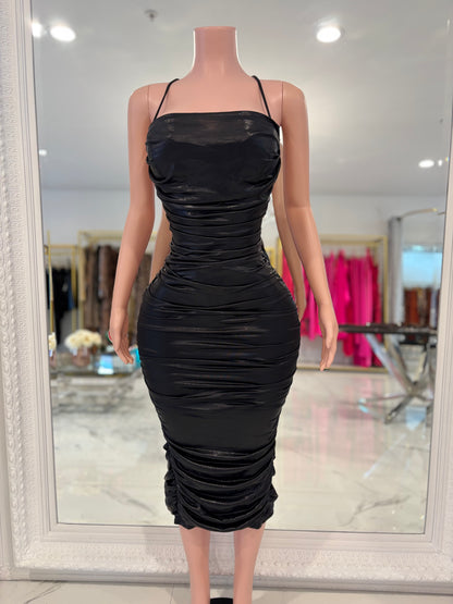 Let's Get Together Midi Dress Black