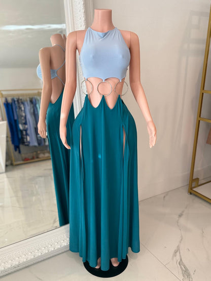 Sunset Tide Maxi Dress Blue