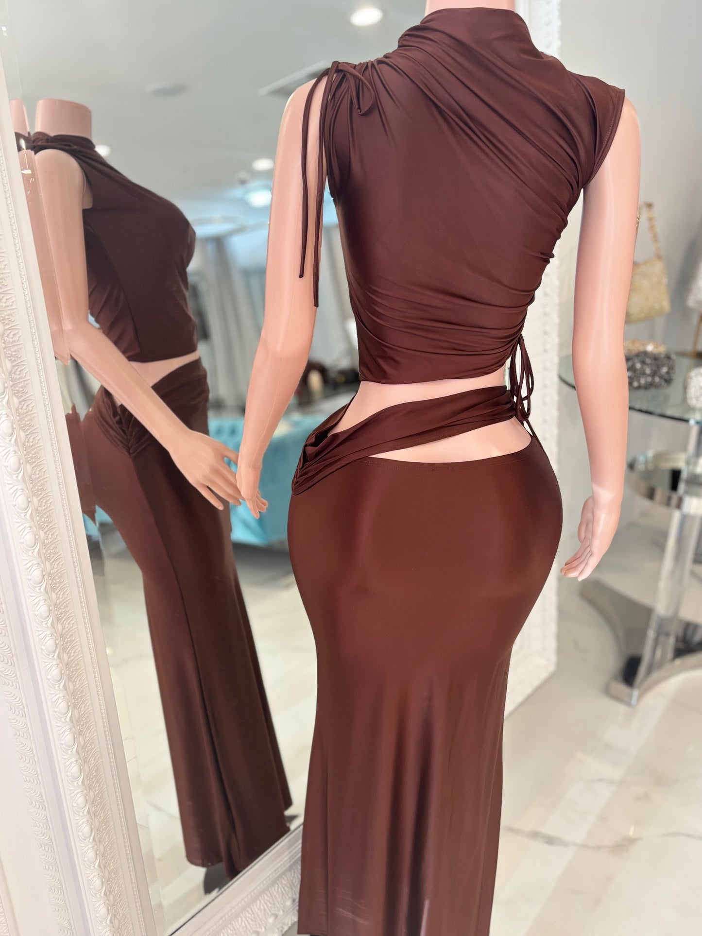 Come and Love Me Skirt Set Brown