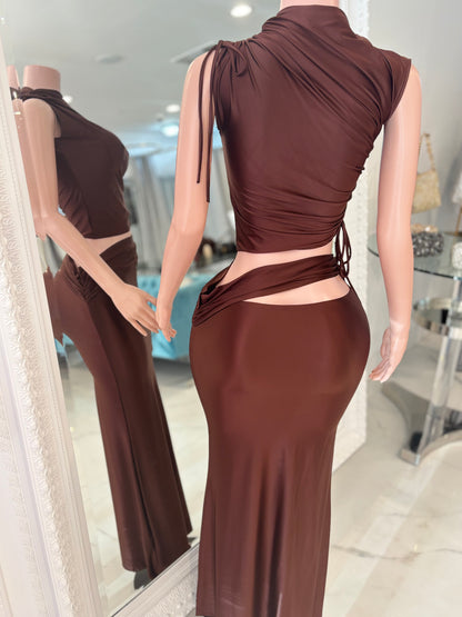 Come and Love Me Skirt Set Brown