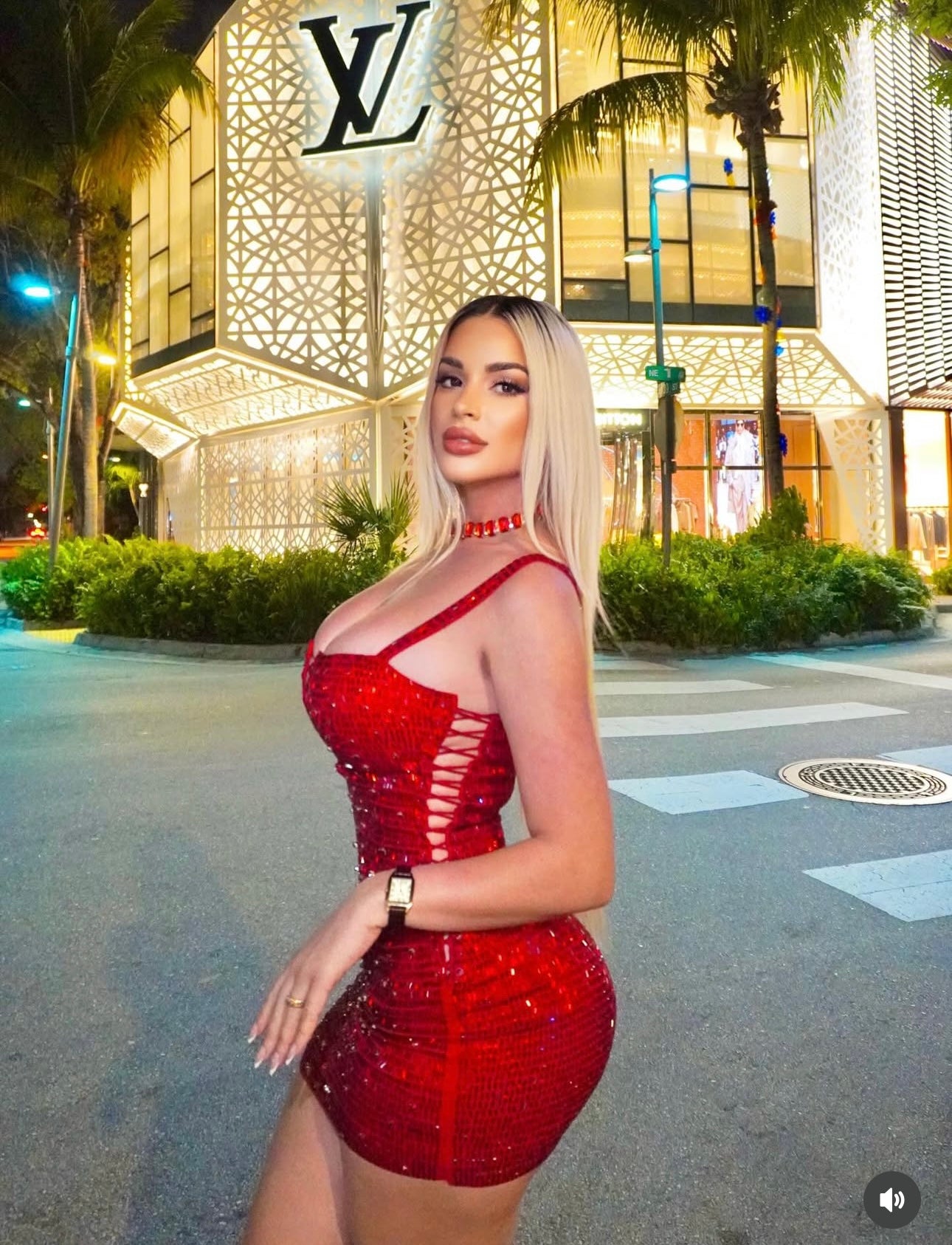 Queen Rhinestones Mini Dress Red