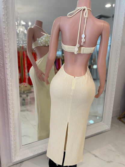 Vestido largo de punto Tidal Glow color piel