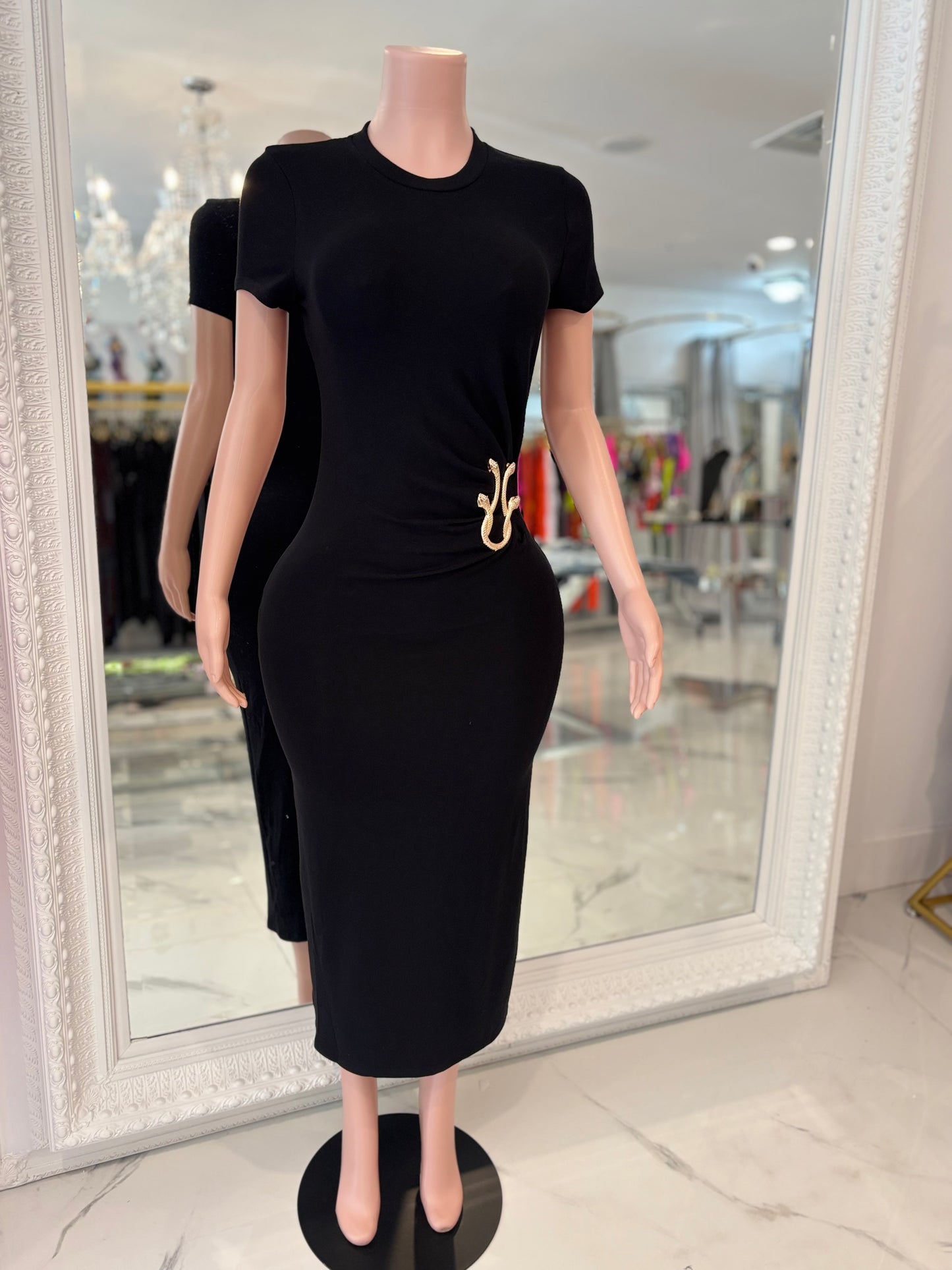 Élise Drapé Ruched Maxi Dress Black