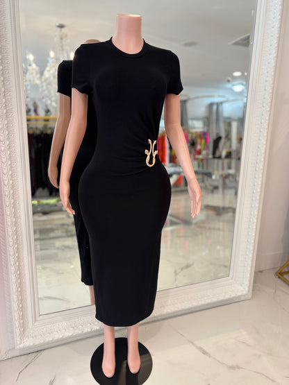 Élise Drapé Ruched Maxi Dress Black