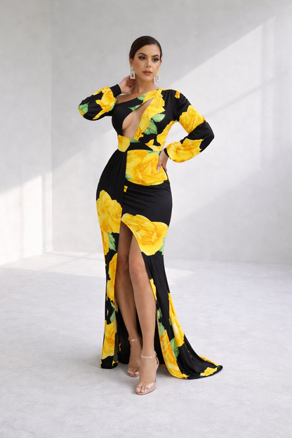 Maday Maxi Dress Black Yellow