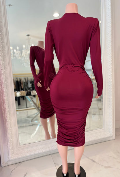 So Tell Me Baby Mid Dress Rojo Vino