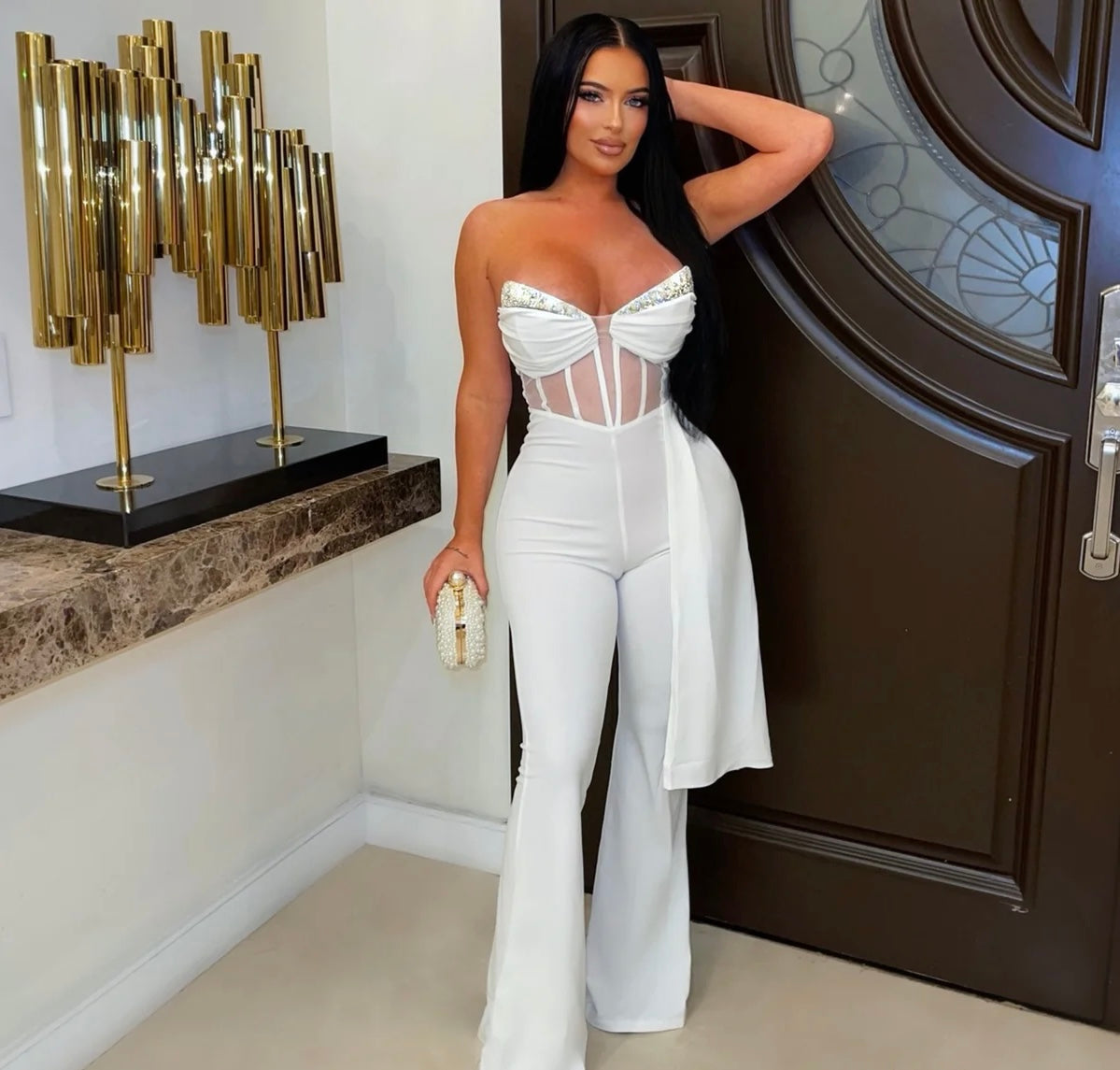 One Glance and Done Jumpsuit White