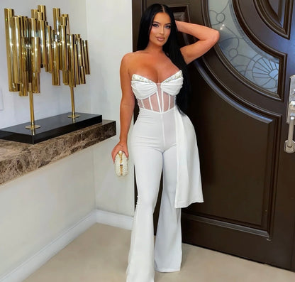 One Glance and Done Jumpsuit White