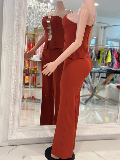 Elegante Pant Set Brown
