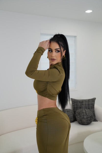 Look In My Eyes Skirt Set Green