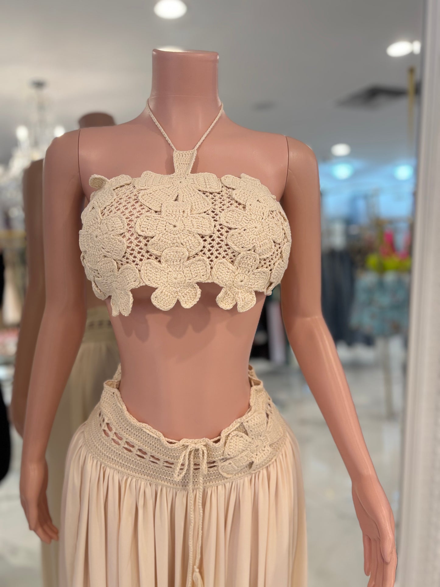 Bora-Bora Beige Torchon Skirt Set