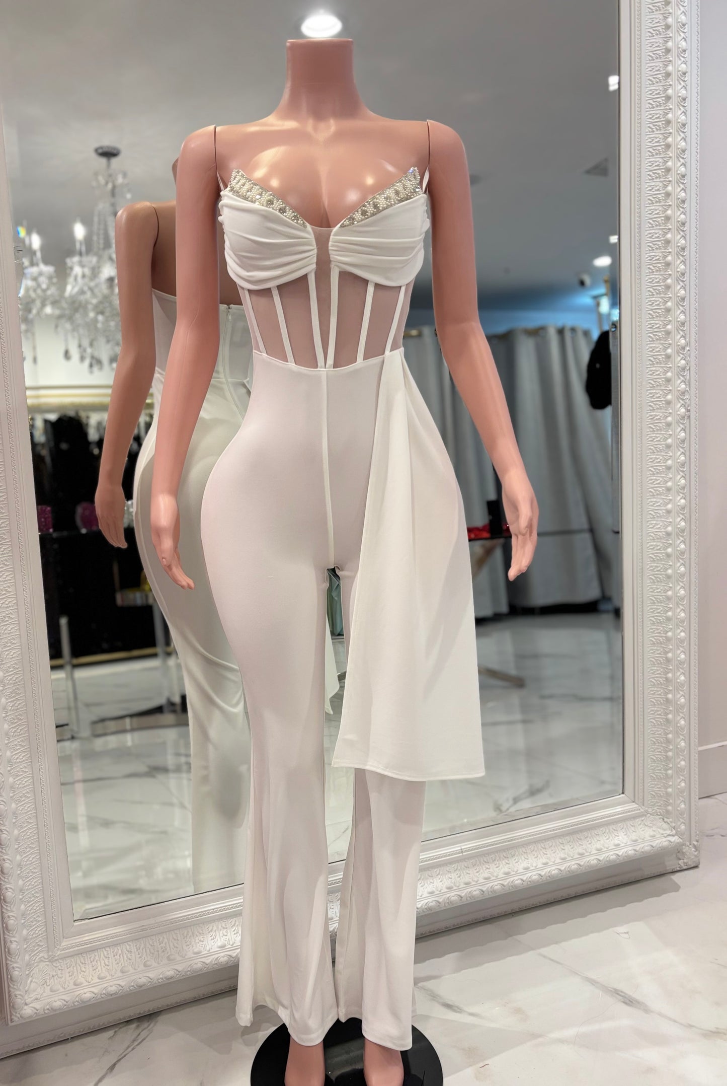 One Glance and Done Jumpsuit White