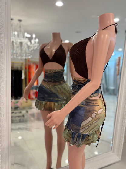 Tropic Tease Rhinestones Skirt Set
