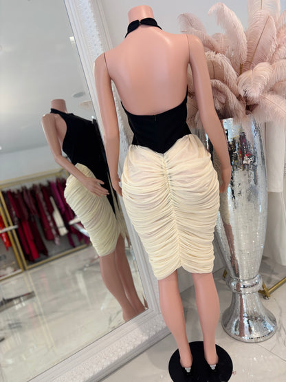 Mistress of the Night Mini Dress Black and White