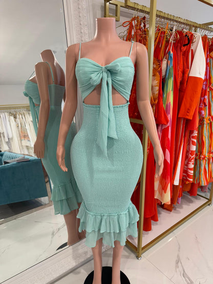 Sunset Whimsy Midi Dress Green