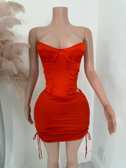 Aurora Luxe Satin Ruched Skirt Set