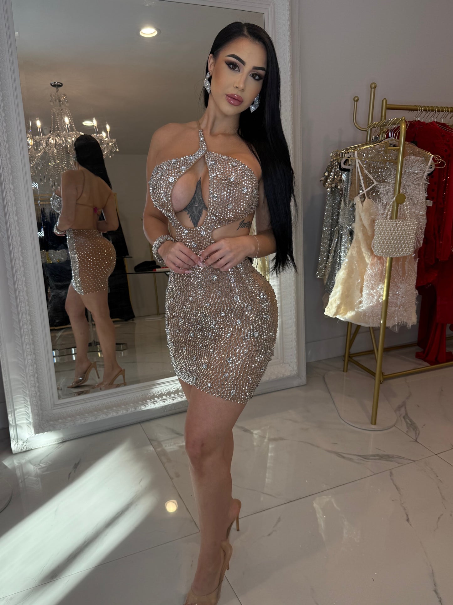 Beautiful Lady Mini Dress Silver