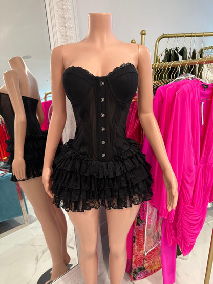 Elegance Mesh Mini Dress Black