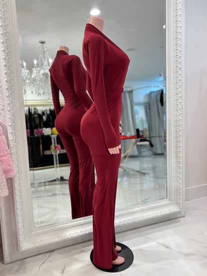 On the Top Jumpsuit Rojo Vino