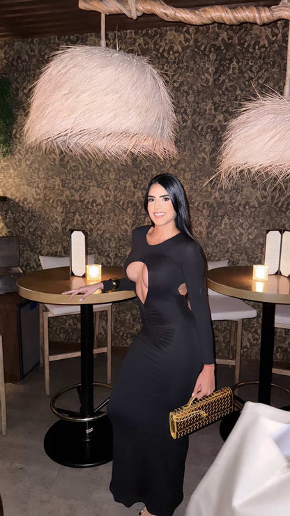 Soraya Ruched Maxi Dress Black