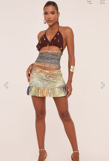 Tropic Tease Rhinestones Skirt Set