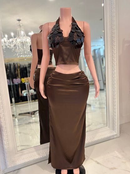 I Am Always Here Skirt Set Brown