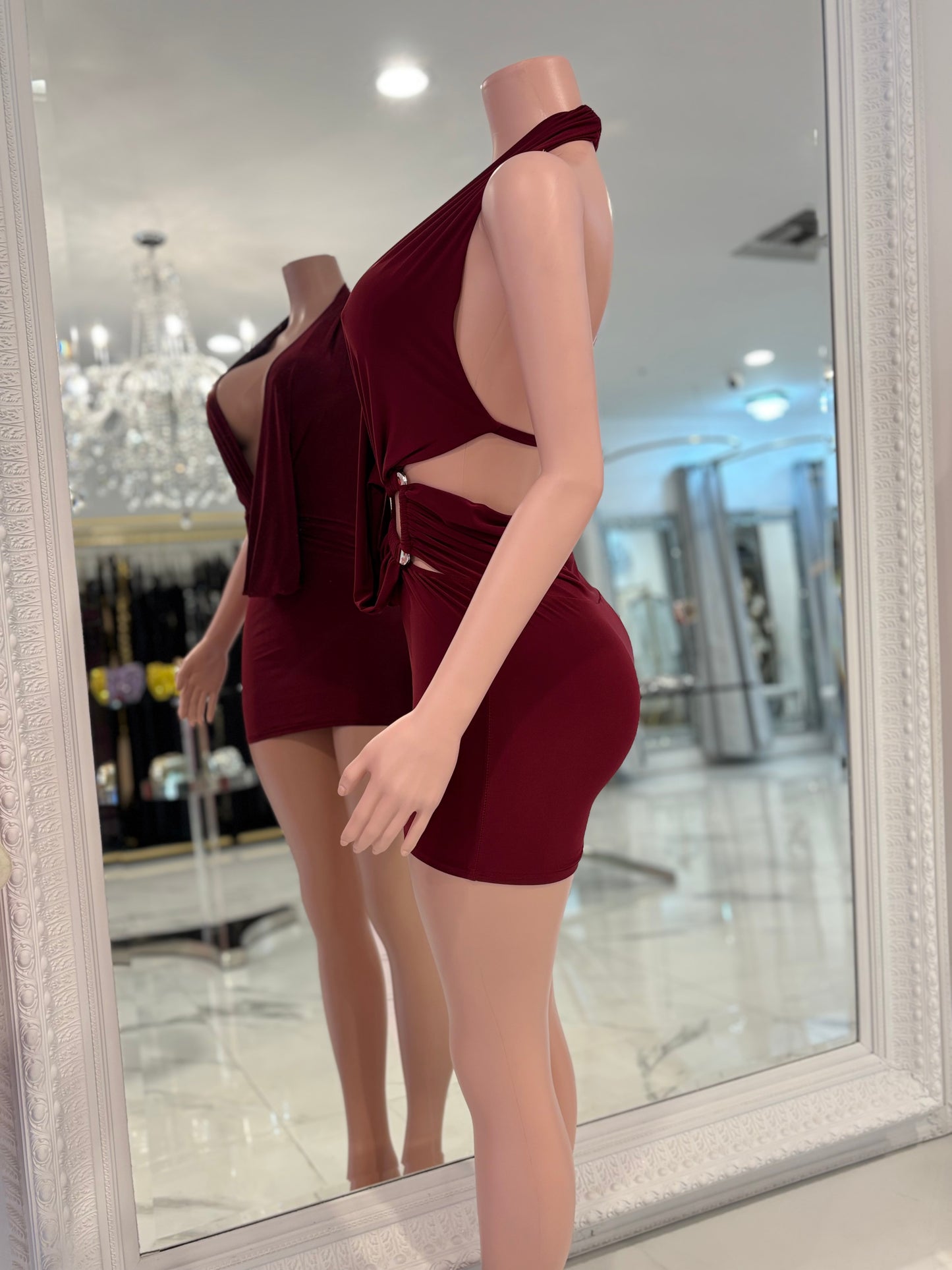 Eat Your Heart Baby Mini Dress Rojo Vino