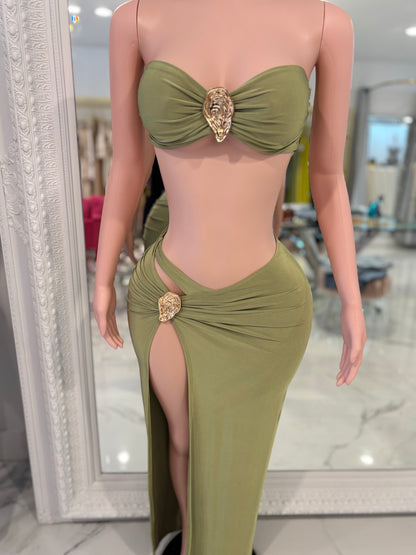 Rosette Mirage Ruched Skirt Set Yellow