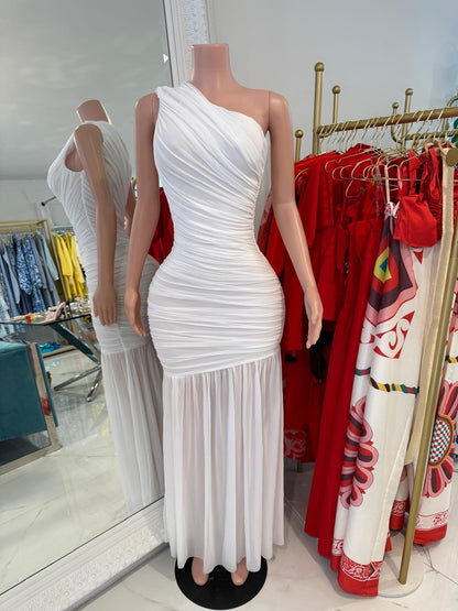 Eclipse Allure Ruched Maxi Dress White