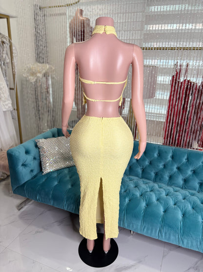 Crinkle Coast Skirt Set Yellow