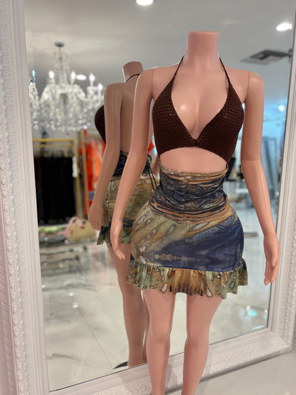 Tropic Tease Rhinestones Skirt Set