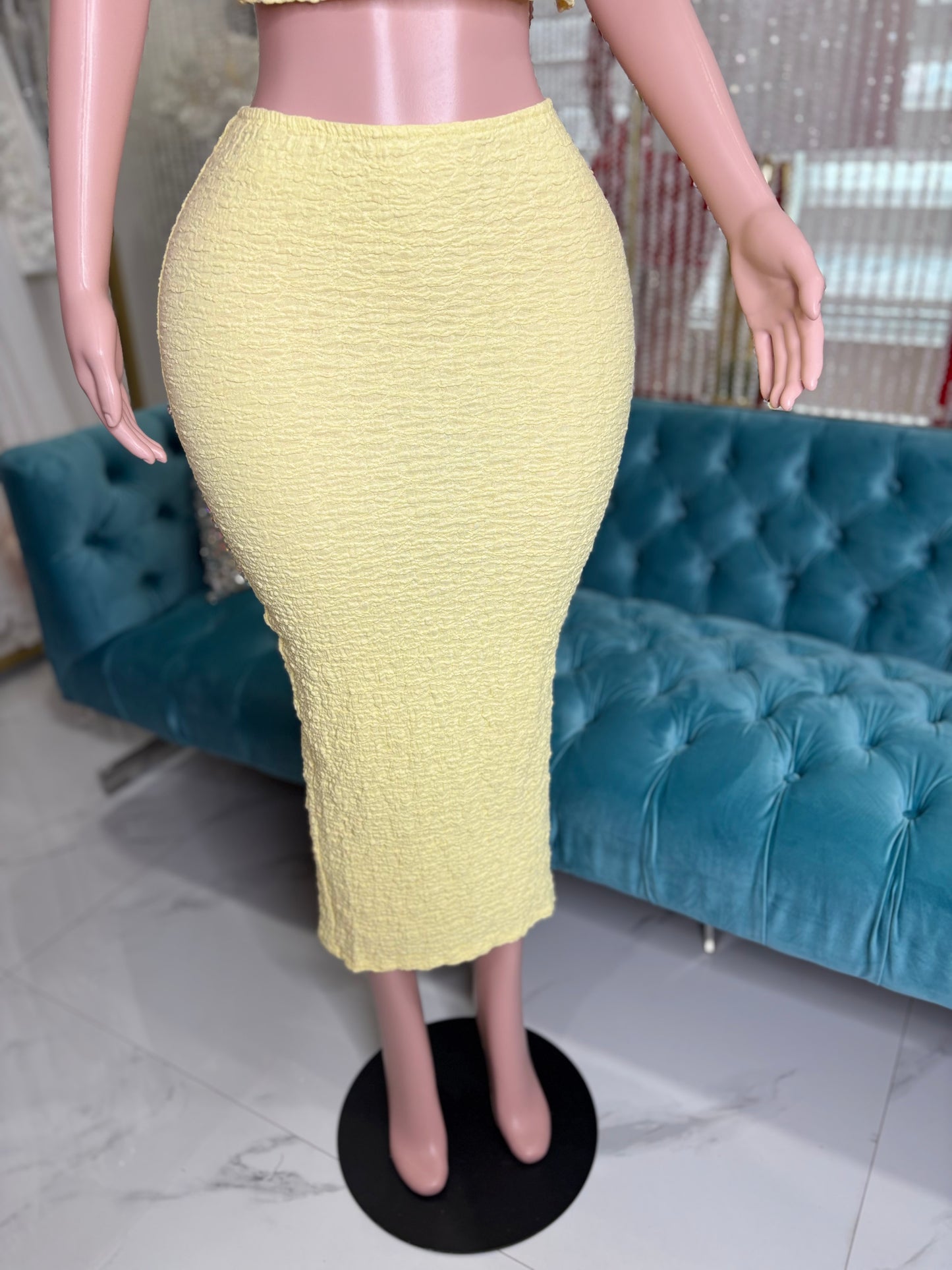 Crinkle Coast Skirt Set Yellow