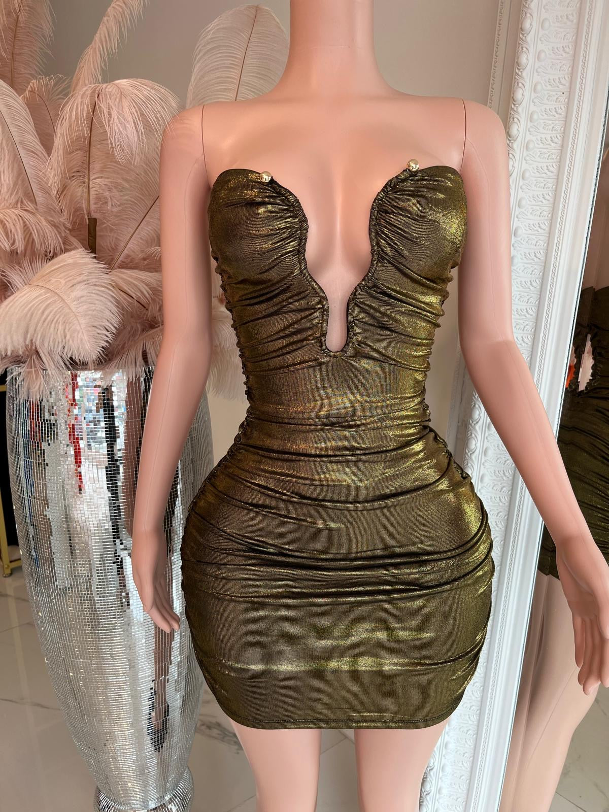 Golden Hour Ruched Mini Dress Gold Golden Hour Ruched Mini Dress Gold