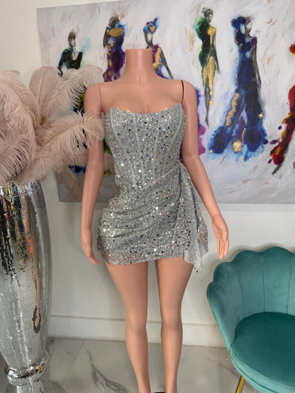 Starlight Seduction Sequin Mini Dress Silver