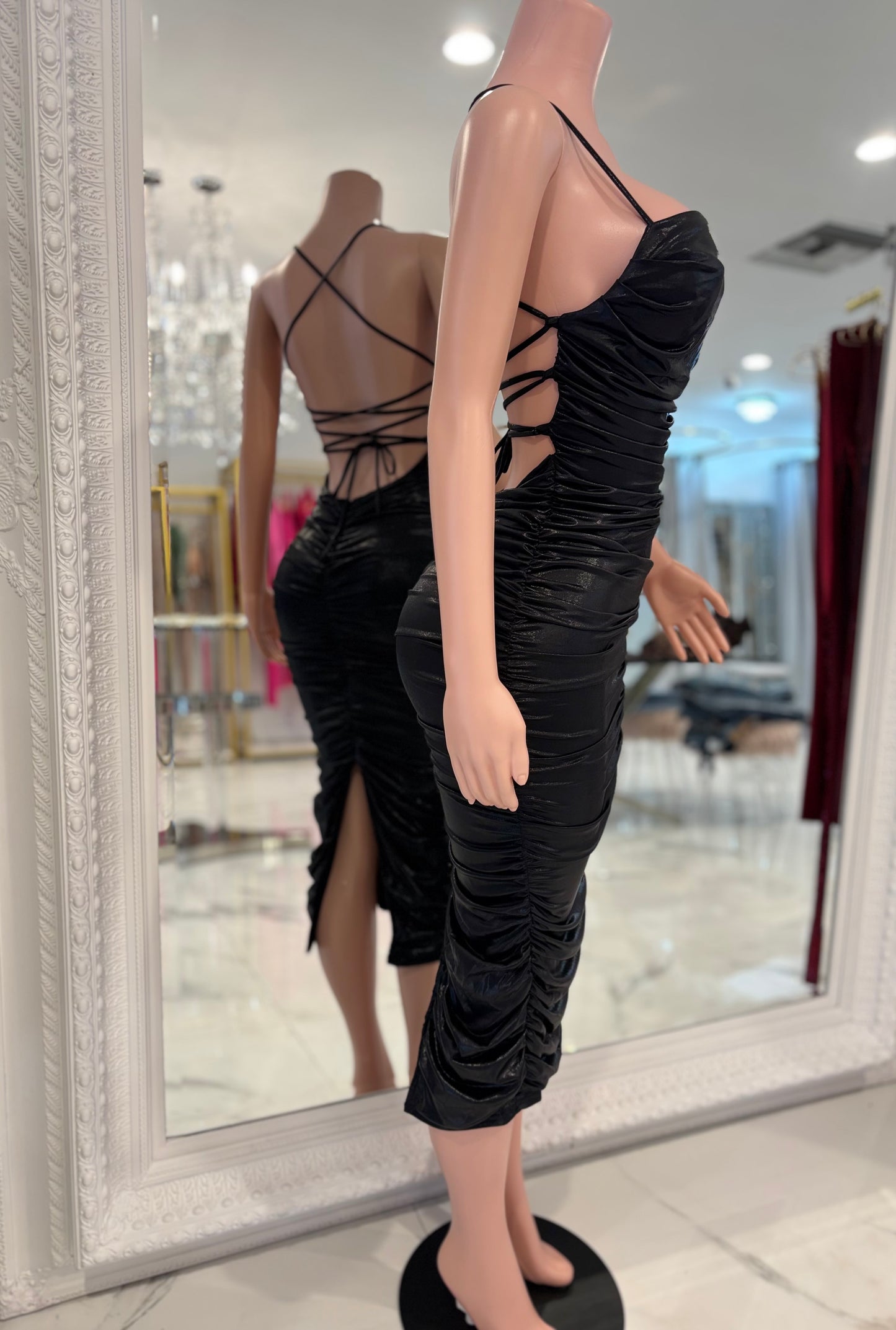 Let's Get Together Midi Dress Black