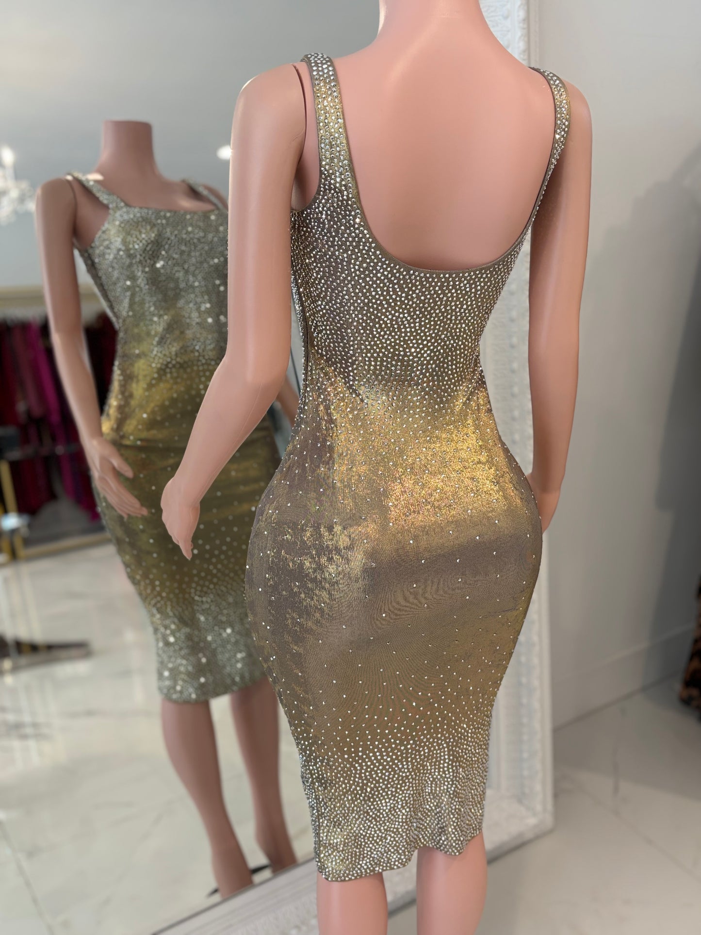 In The Golden Hour Midi Dress Gold