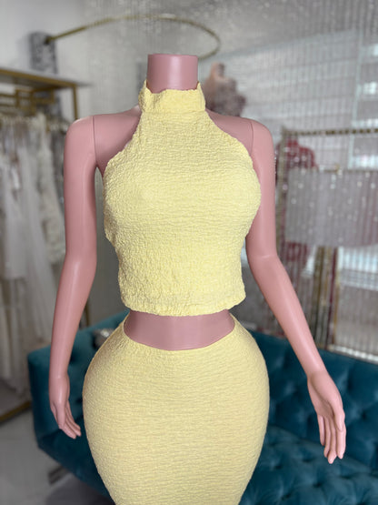 Crinkle Coast Skirt Set Yellow