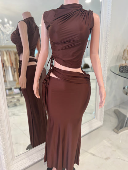 Come and Love Me Skirt Set Brown