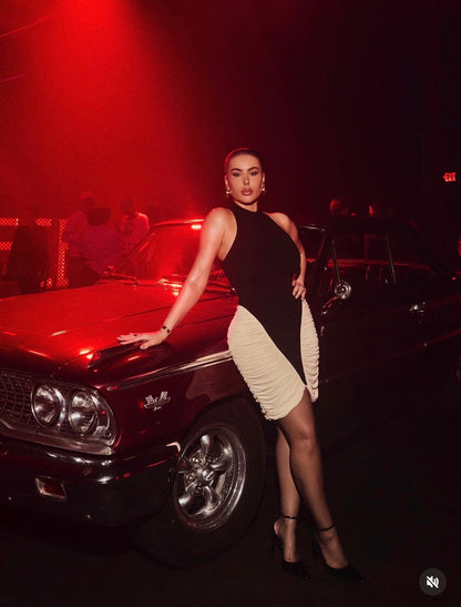 Mistress of the Night Mini Dress Black and White