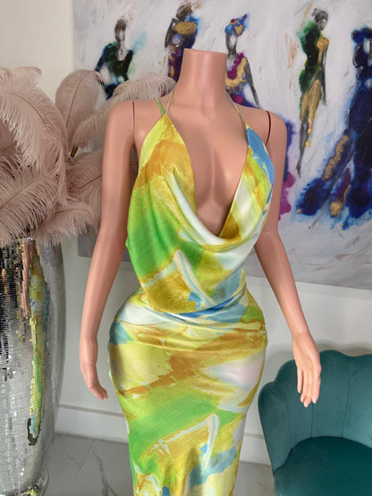 Sunset Glow Satin Maxi Dress