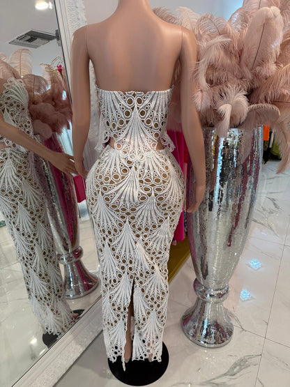 Opal Grace Lace Skirt Set White