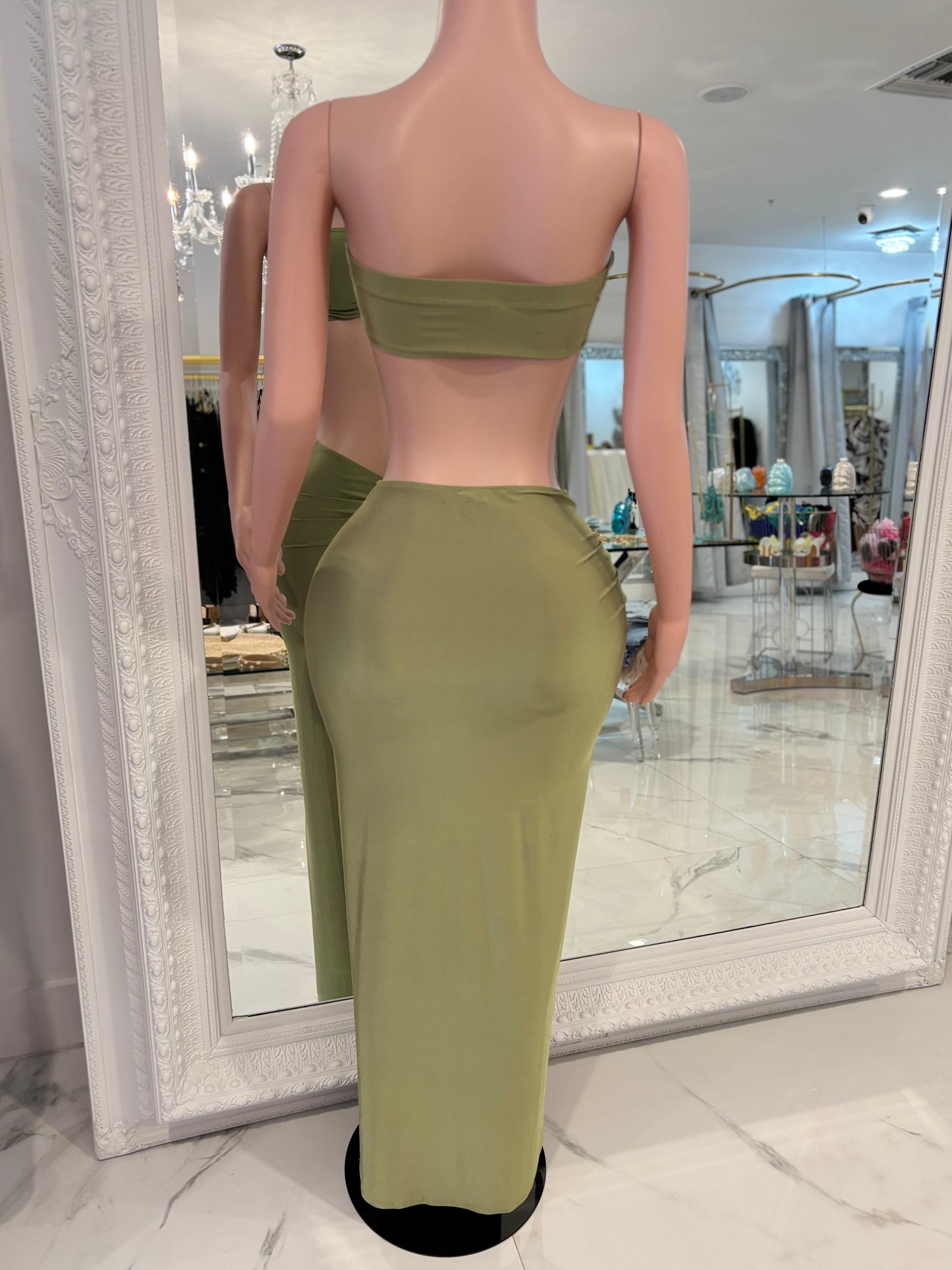 Rosette Mirage Ruched Skirt Set Yellow