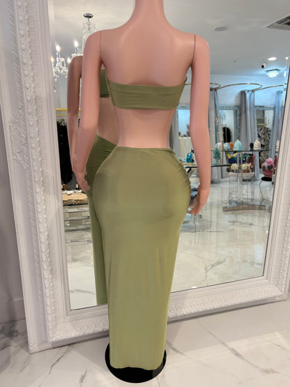 Rosette Mirage Ruched Skirt Set Yellow