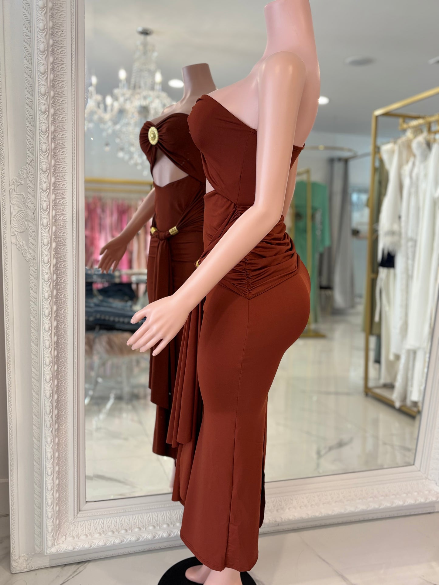 Flor de Loto Midi Dress Brown