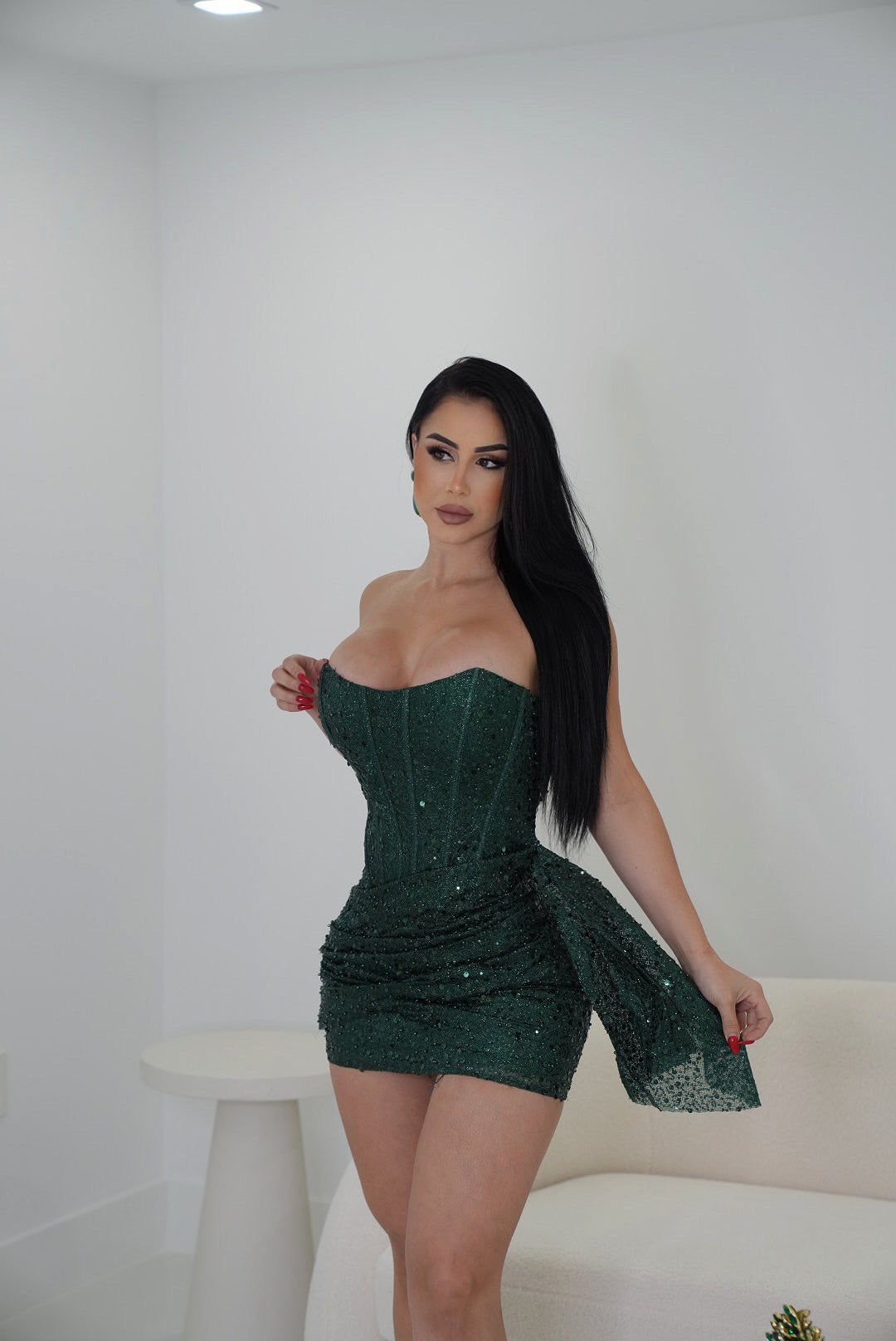 Seduction Sequin Mini Dress Green