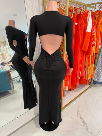 Soraya Ruched Maxi Dress Black