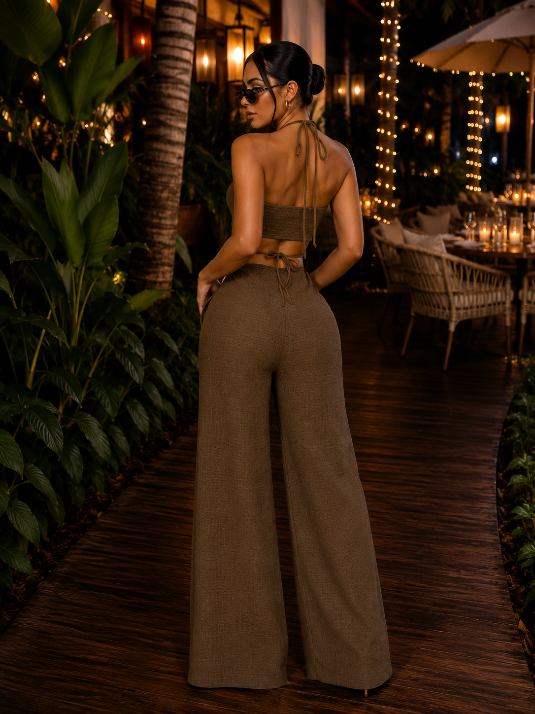 Let It All Out Pant Set Brown